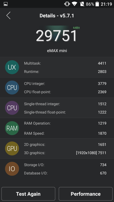 UMI Emax MIni Test AnTuTu