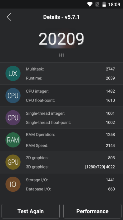 Cubot H1 benchmark test AnTuTu