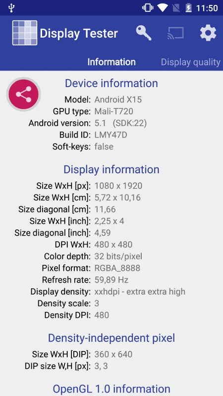 Cubot X15 Displaytester
