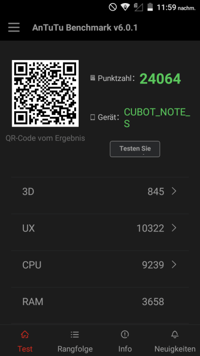 Teste de benchmark AnTuTu