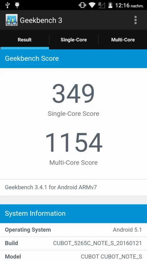 Prueba de punto de referencia Geekbench