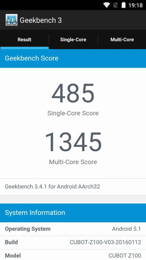 Geekbench benchmark test