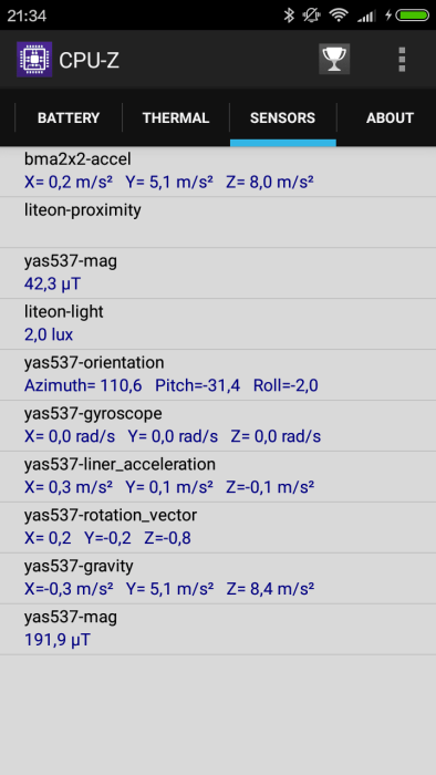 Xiaomi Redmi 3 sensors