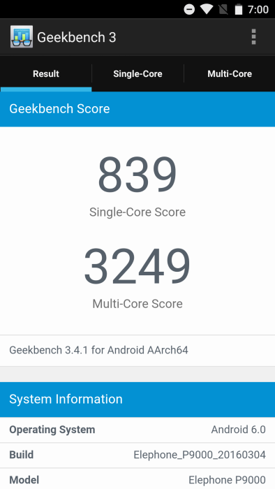 Elephone P9000 Geekbench 3