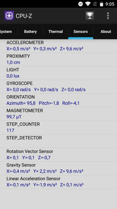 Elephone P9000-sensorer