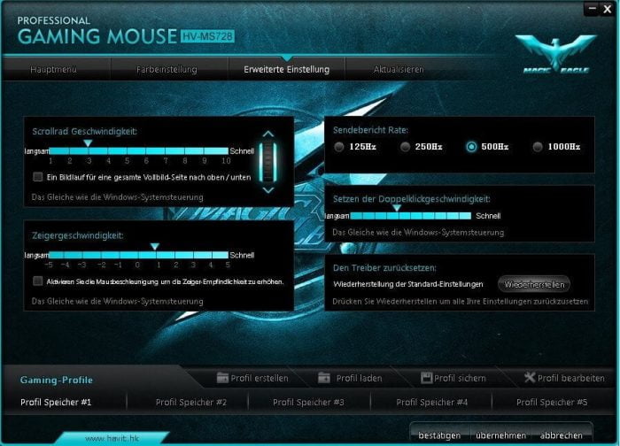 Paramètres du pilote du logiciel Havit Gaming Mouse