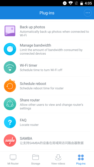 Aplikace Router MiWiFi