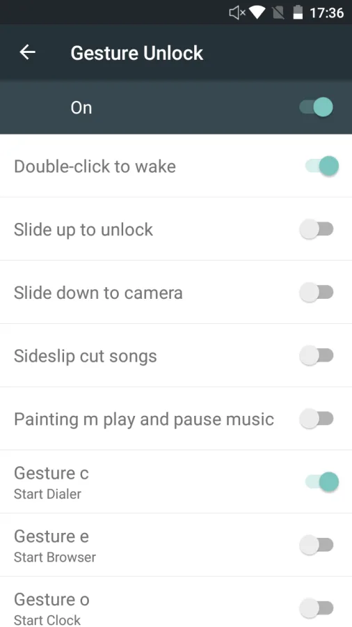 Ovládání gesta Cubot H2