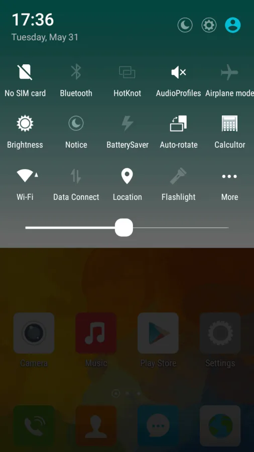 Cubot H2 rychlý spouštěcí lišta