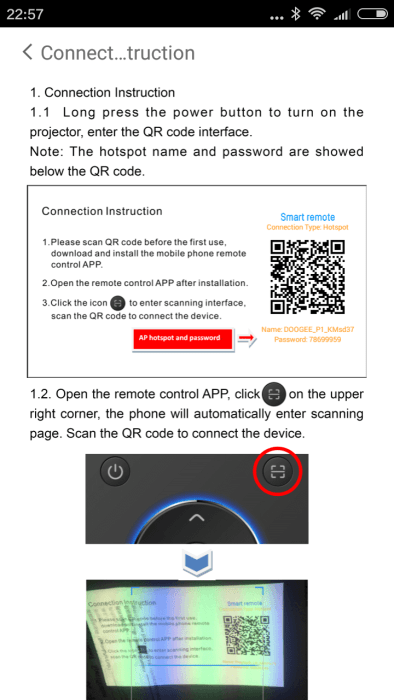 Código Doogee P1 de la aplicación QR