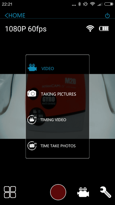 SJCAM HD App M20 optagelse