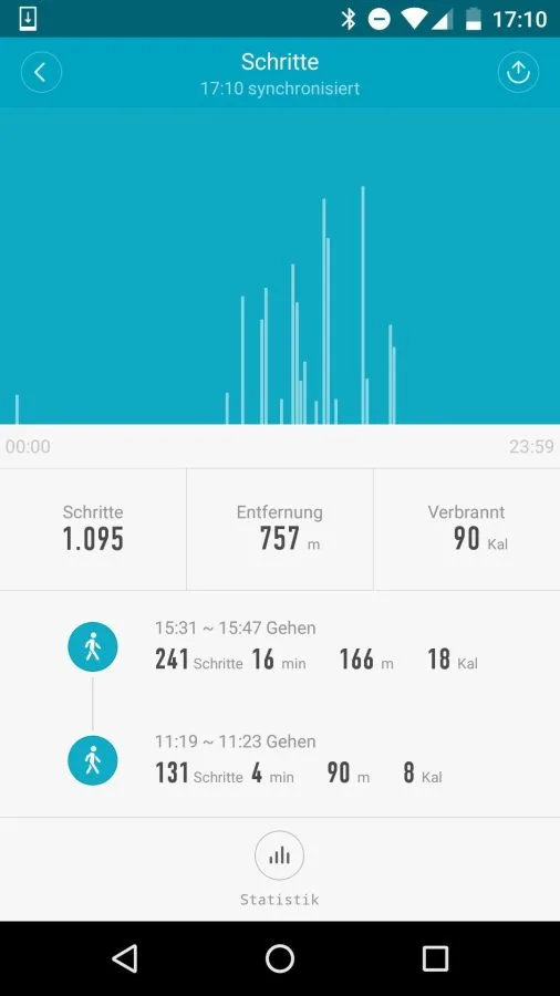 MiFit Schrittzähler Übersicht