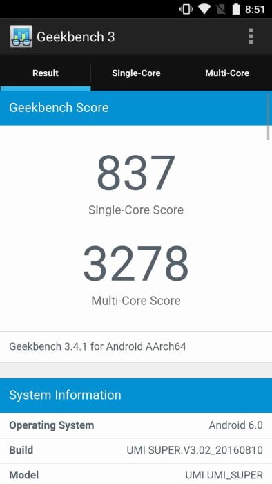 UMi Super Geekbench 3