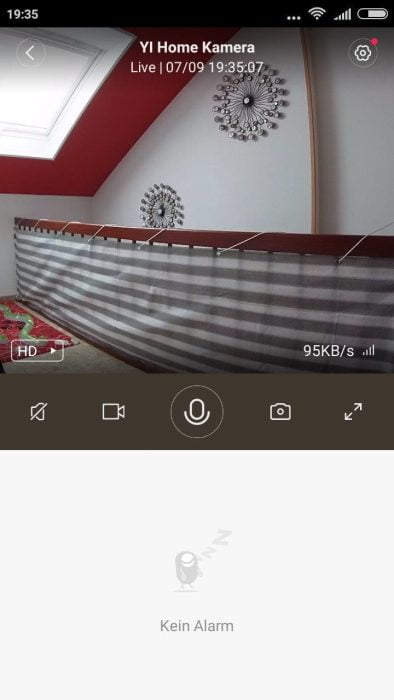 Obraz wyjściowy Yi Home App Live