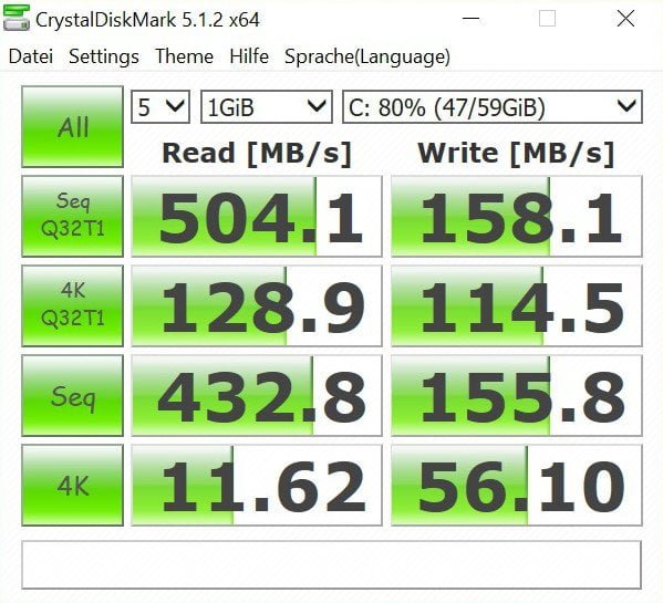 CrystalDiskMark SSD test