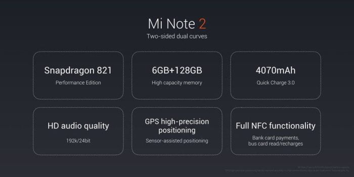 Xiaomi Mi Note 2 specifikationer