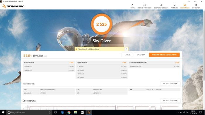 3DMark Bechmarktest Skydiver