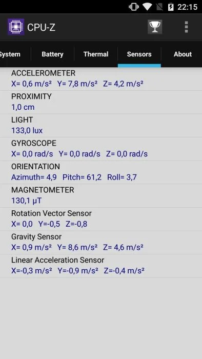 Cubot Cheetah 2 sensors