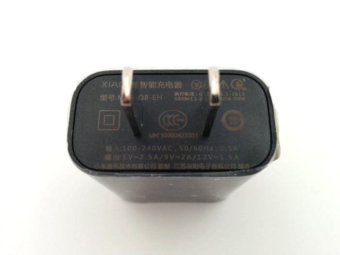 Xiaomi power adapter with NEMA-1 plug