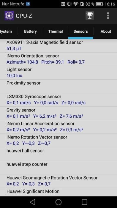 Honor 6X sensors