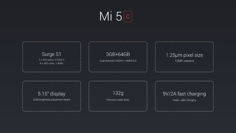 Xiaomi Mi5C προδιαγραφές