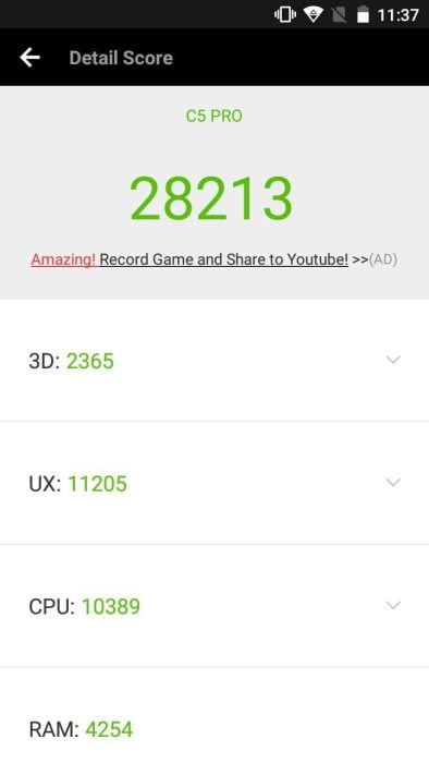 Αποτέλεσμα AnTuTu με το Oukitel C5 Pro