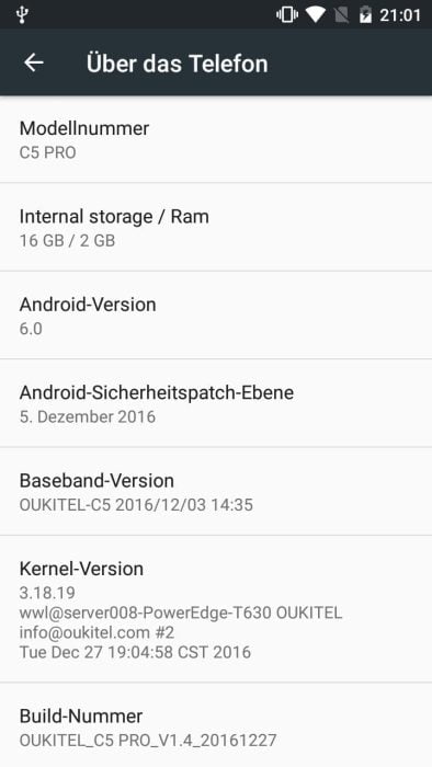 Informazioni di sistema Android