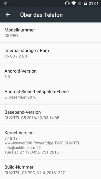 Información del sistema Android