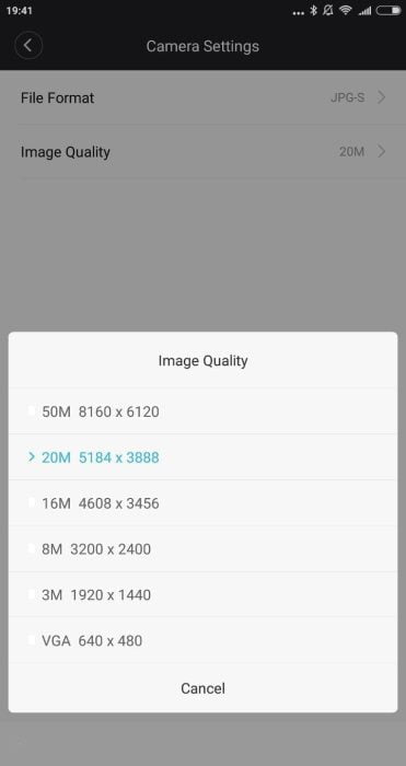 Yi Mirrorless App Settings (2)