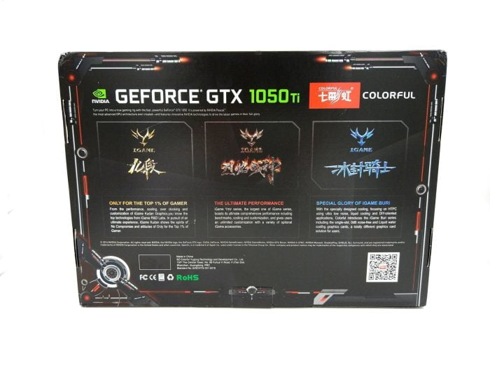 Renkli GTX 1050 Ti Kutusu Arka