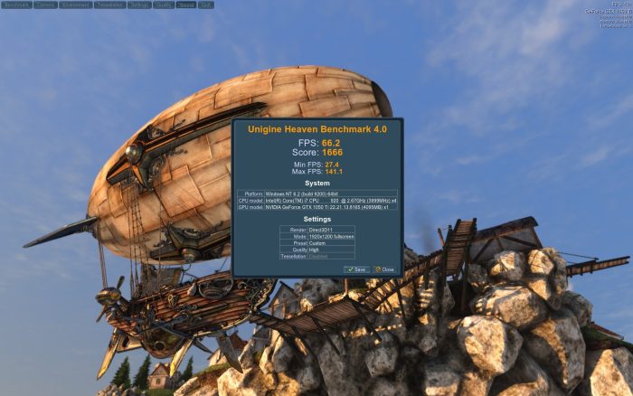 Heaven 3D benchmark standard