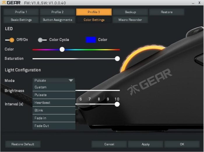 Fnatic software LED-kleurkeuze