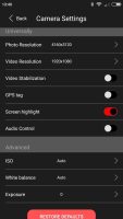 Zhiyun Assistant Camera Settings