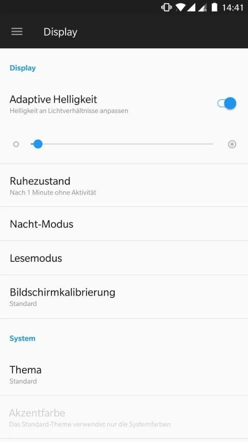 OxygenOS weergave-instellingen