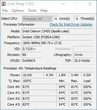 Teplotní zatížení Vorke V1 Plus