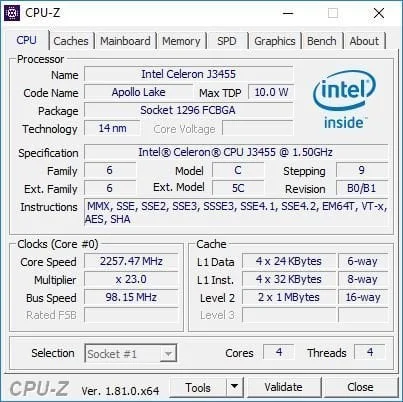 Vorke V1 Plus CPU-Z