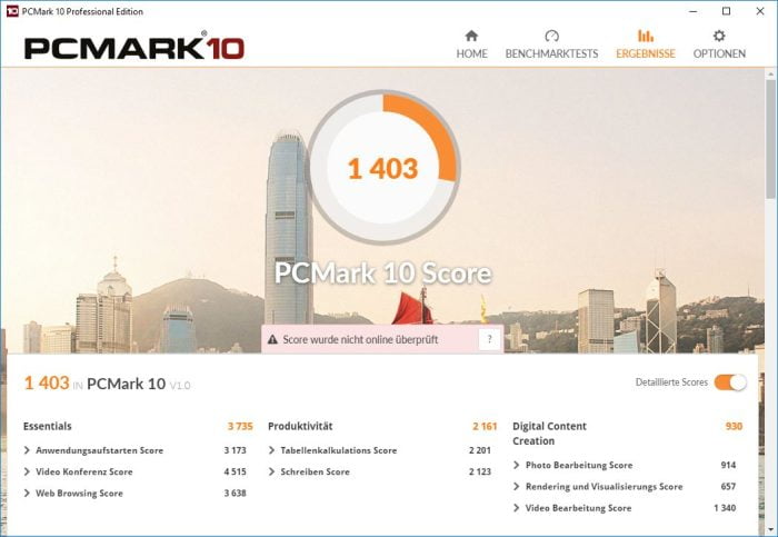 Benchmark di Vorke V1 Plus PCMark