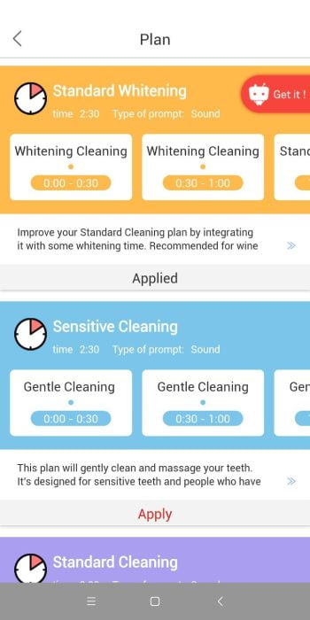 Oclean App - פרופילי ניקוי (2)