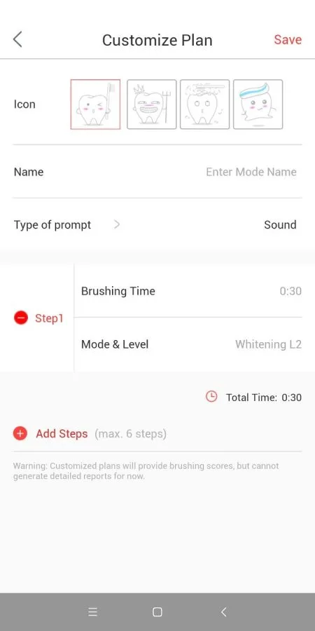 Oclean App - Rengöringsprofiler (3)