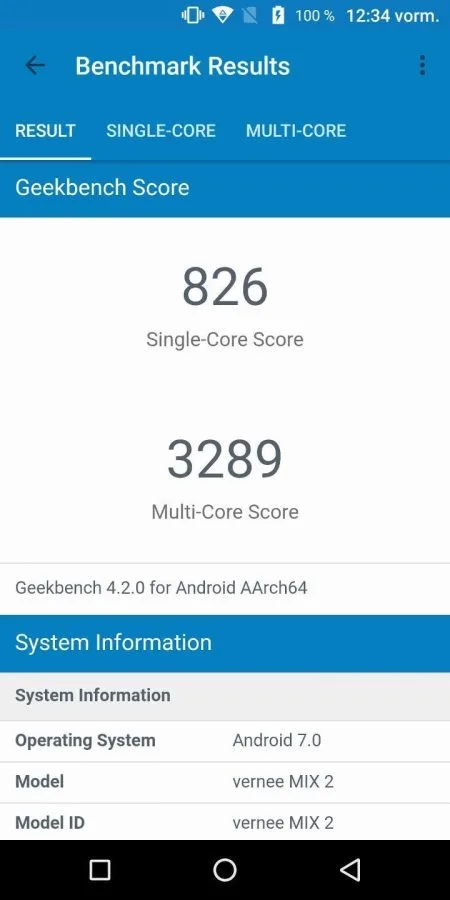 Vernee Mix 2 Geekbench Score