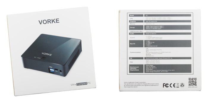 Mini PC packaging with specifications