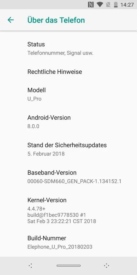 Android 8 Systeminfo