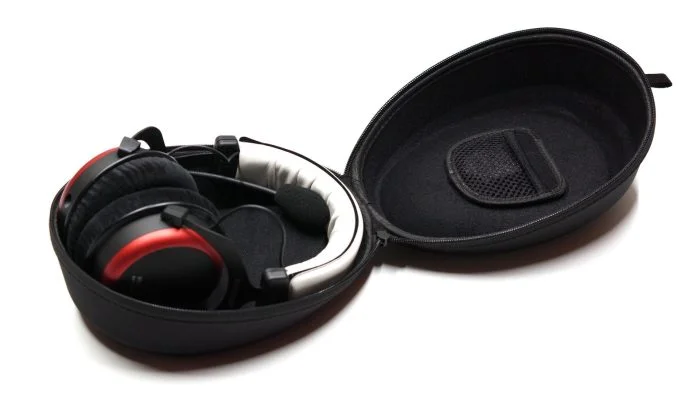 The beyerdynamic MMX 300 headset in a transport case