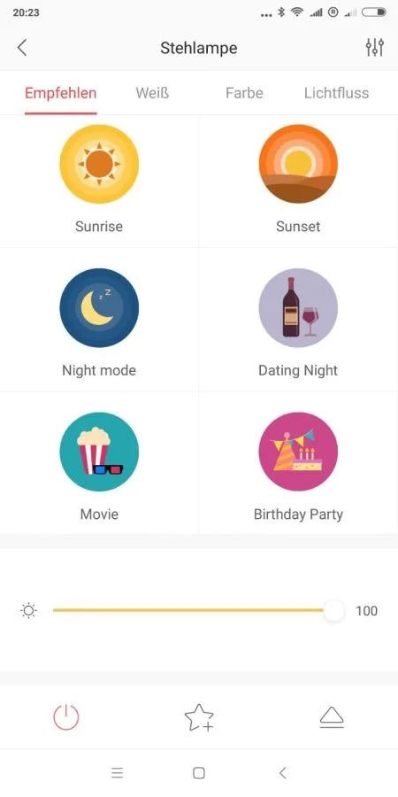 Yeelight App Szenen