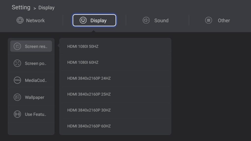 Display settings