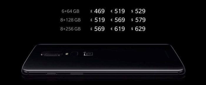 OnePlus 6 prices of different models