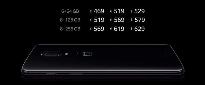 OnePlus 6-prijzen van verschillende modellen