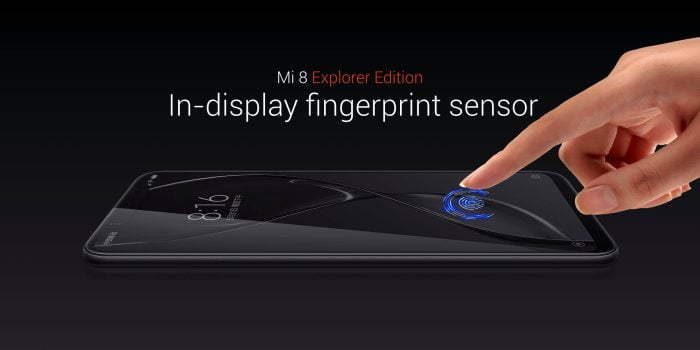 El escáner de huellas dactilares integrado Xiaomi Mi8 Explorer Edition