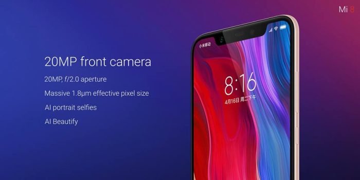 La fotocamera frontale megapixel 20 di Xiaomi Mi8