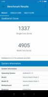 Geekbench measurement result of the Xiaomi Redmi Note 5